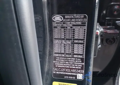 2020 Land Rover Discovery Sport S z USA, uszkodzony, nr VIN SALCJ2FX0LH853409